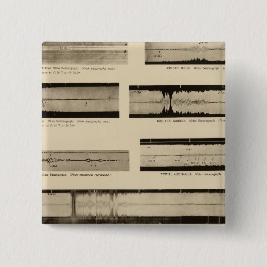 カリフォルニア地震計2 缶バッジ (正面)