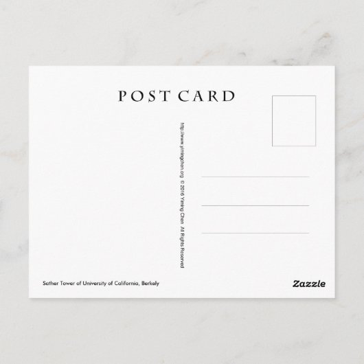 カリフォルニア大学バークレー校サザータワー ポストカード (裏面)