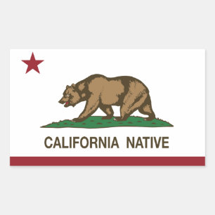 カリフォルニア天然共和国の旗 長方形シール
