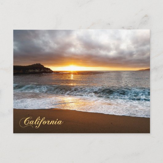 カリフォルニア太平洋岸モントレーでの夕日 ポストカード (正面)