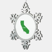 カリフォルニア家のシルエットの州の地図 スノーフレークピューターオーナメント (右)
