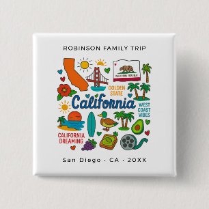 カリフォルニア家族旅行のカスタムマッチング 缶バッジ