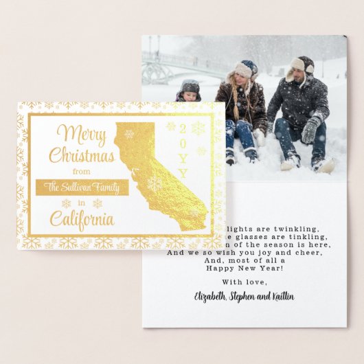 カリフォルニア州からメリークリスマス州 |写真 箔カード (ディスプレー)