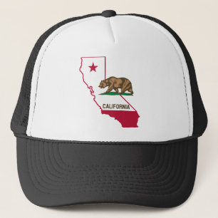 カリフォルニア州のアウトラインとフラグ キャップ