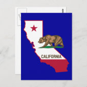 カリフォルニア州のアウトラインとフラグ ポストカード (正面/裏面)