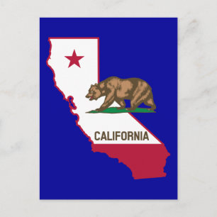 カリフォルニア州のアウトラインとフラグ ポストカード