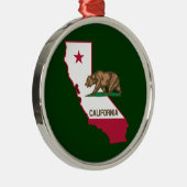 カリフォルニア州のアウトラインとフラグ メタルオーナメント (右)