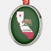カリフォルニア州のアウトラインとフラグ メタルオーナメント (左)