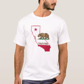 カリフォルニア州のアウトラインとフラグ Tシャツ (正面)