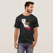 カリフォルニア州のアウトラインとフラグ Tシャツ (正面フル)