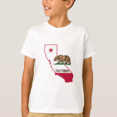 カリフォルニア州のアウトラインと州旗 Tシャツ (正面)