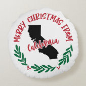 カリフォルニア州のアメリカ赤緑からのメリークリスマス ラウンドクッション (裏面)