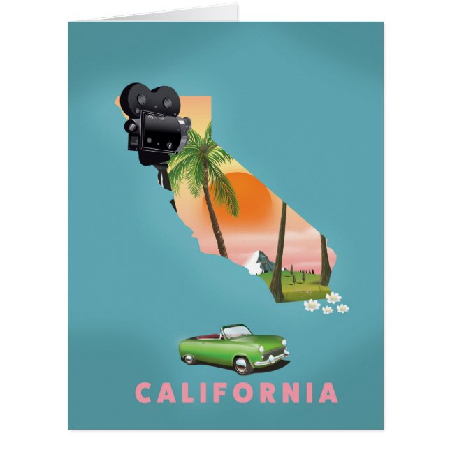 カリフォルニア州のイラストマップポスター (正面)
