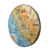 カリフォルニア州のイラスト入り水彩地図アート ダーツボード (正面右)