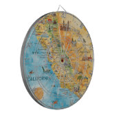 カリフォルニア州のイラスト入り水彩地図アート ダーツボード (正面左)