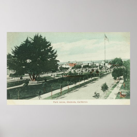 カリフォルニア州のシティパークアラメダの景色 ポスター (正面)