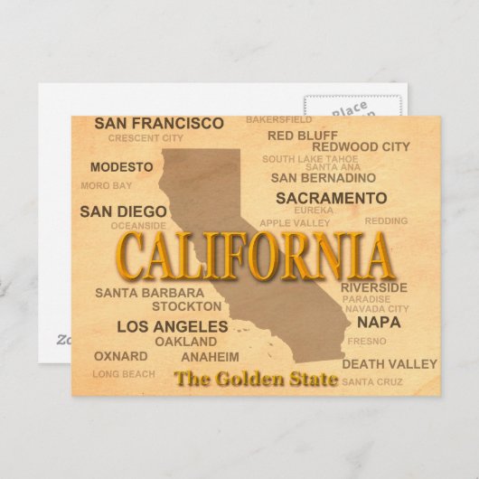 カリフォルニア州のプライドマップシルエット ポストカード (正面/裏面)