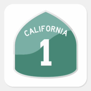 カリフォルニア州のルート1/ハイウェー1のステッカー スクエアシール