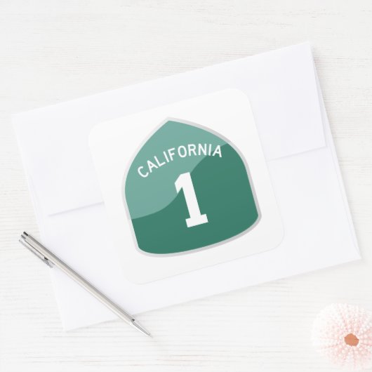 カリフォルニア州のルート1/ハイウェー1のステッカー スクエアシール (封筒)
