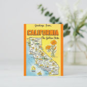 カリフォルニア州のレトロ地図 ポストカード (スタンド正面)