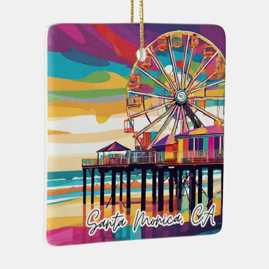カリフォルニア州の収集可能なクリスマスオーナメントサンタモニカ セラミックオーナメント (右)