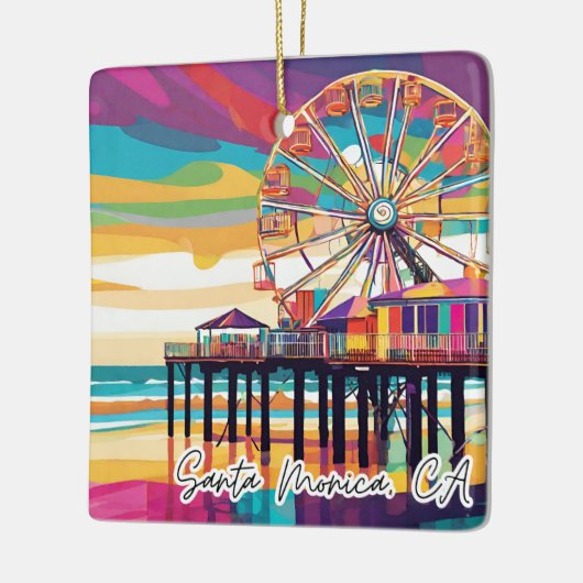 カリフォルニア州の収集可能なクリスマスオーナメントサンタモニカ セラミックオーナメント (左)