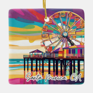 カリフォルニア州の収集可能なクリスマスオーナメントサンタモニカ セラミックオーナメント