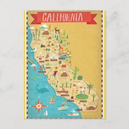 カリフォルニア州の地図 ポストカード
