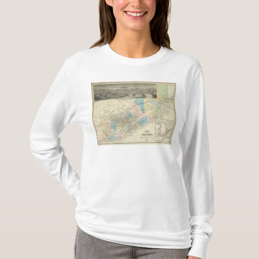カリフォルニア州の地図 Tシャツ (正面)