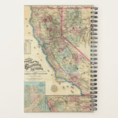 カリフォルニア州の地形鉄道と郡の地図 プランナー手帳 (裏面)