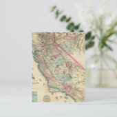 カリフォルニア州の地形鉄道と郡地図 ポストカード (スタンド正面)