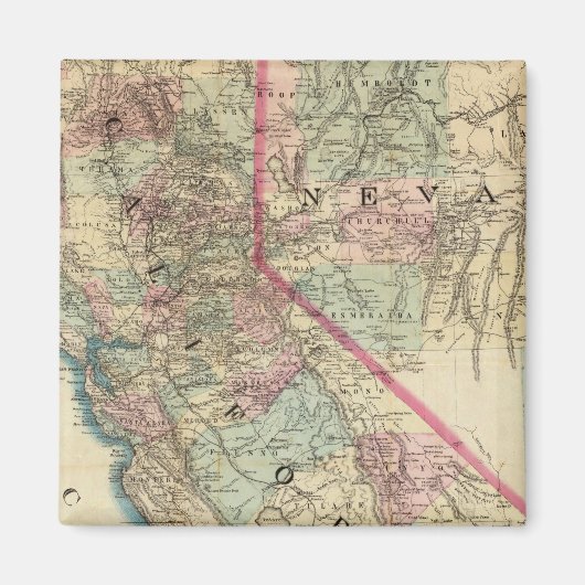 カリフォルニア州の地形鉄道と郡地図 マグネット (正面)