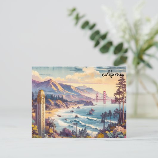 カリフォルニア州の大量の郵便はがきをマップ ポストカード (スタンド正面)