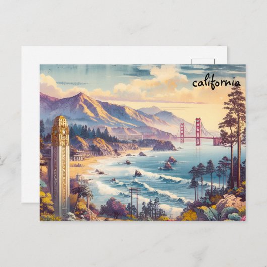 カリフォルニア州の大量の郵便はがきをマップ ポストカード (正面/裏面)