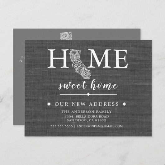 カリフォルニア州の州の動くアナウンスのポストカード 案内ポストカード (正面/裏面)