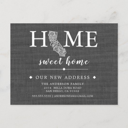 カリフォルニア州の州の動くアナウンスのポストカード 案内ポストカード (正面)