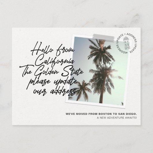 カリフォルニア州の州先移動発表 インビテーションポストカード (正面)