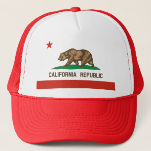 カリフォルニア州の旗のトラック運転手の帽子(赤い) キャップ