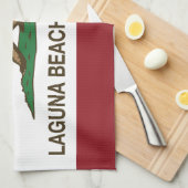 カリフォルニア州の旗のラグナのビーチ キッチンタオル (四つ折り)