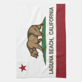 カリフォルニア州の旗のラグナのビーチ キッチンタオル (縦)