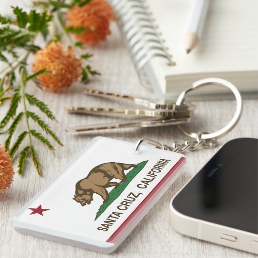 カリフォルニア州の旗サンタクルス キーホルダー (正面右)