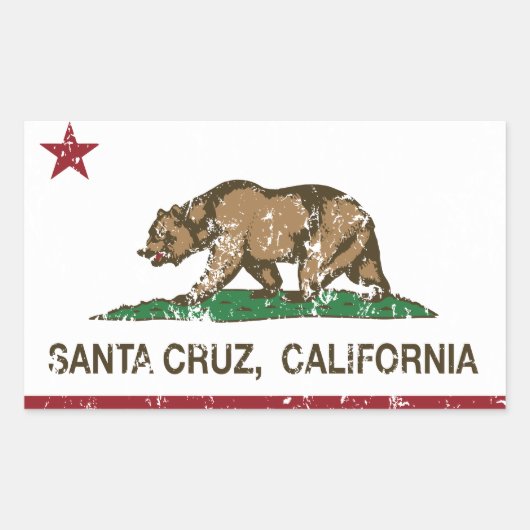 カリフォルニア州の旗サンタクルス 長方形シール (正面)