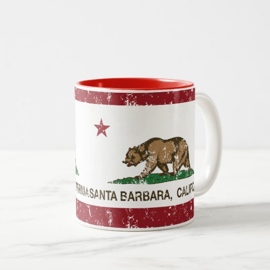 カリフォルニア州の旗サンタ・バーバラ ツートーンマグカップ (正面右)
