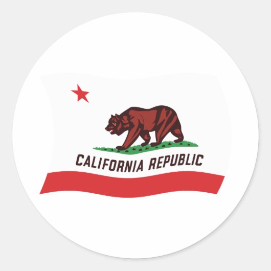 カリフォルニア州の旗ステッカー ラウンドシール (正面)