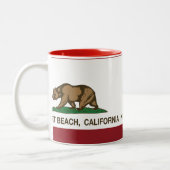 カリフォルニア州の旗ニューポートビーチ ツートーンマグカップ (左)