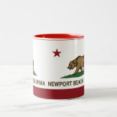 カリフォルニア州の旗ニューポートビーチ ツートーンマグカップ (中央)