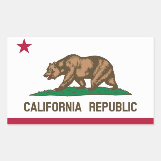 カリフォルニア州の旗 長方形シール (正面)