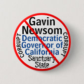 カリフォルニア州の民主党員ギャビン・ニューサム氏 編集 名前 缶バッジ (正面)