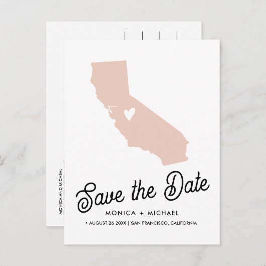 カリフォルニア州の目的地の結婚式 – 任意の色！ 案内ポストカード (正面/裏面)