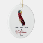 カリフォルニア州の移動の最初のパーソナライズされたクリスマス セラミックオーナメント (右)